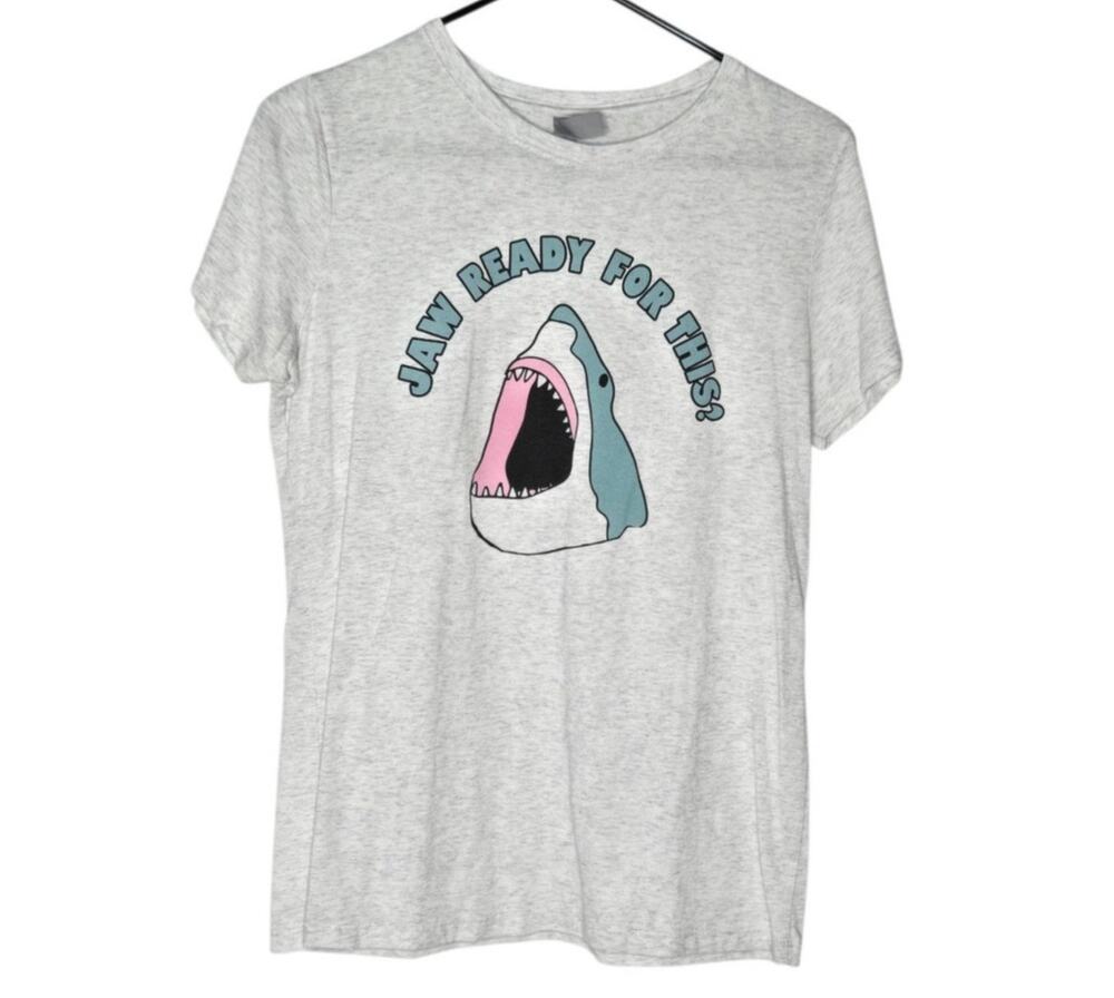 Next Level Apparel Jaw Ready For This Shark Graphic Tee Women's XL